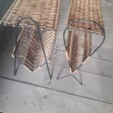 vintage RATTAN metal nightstand