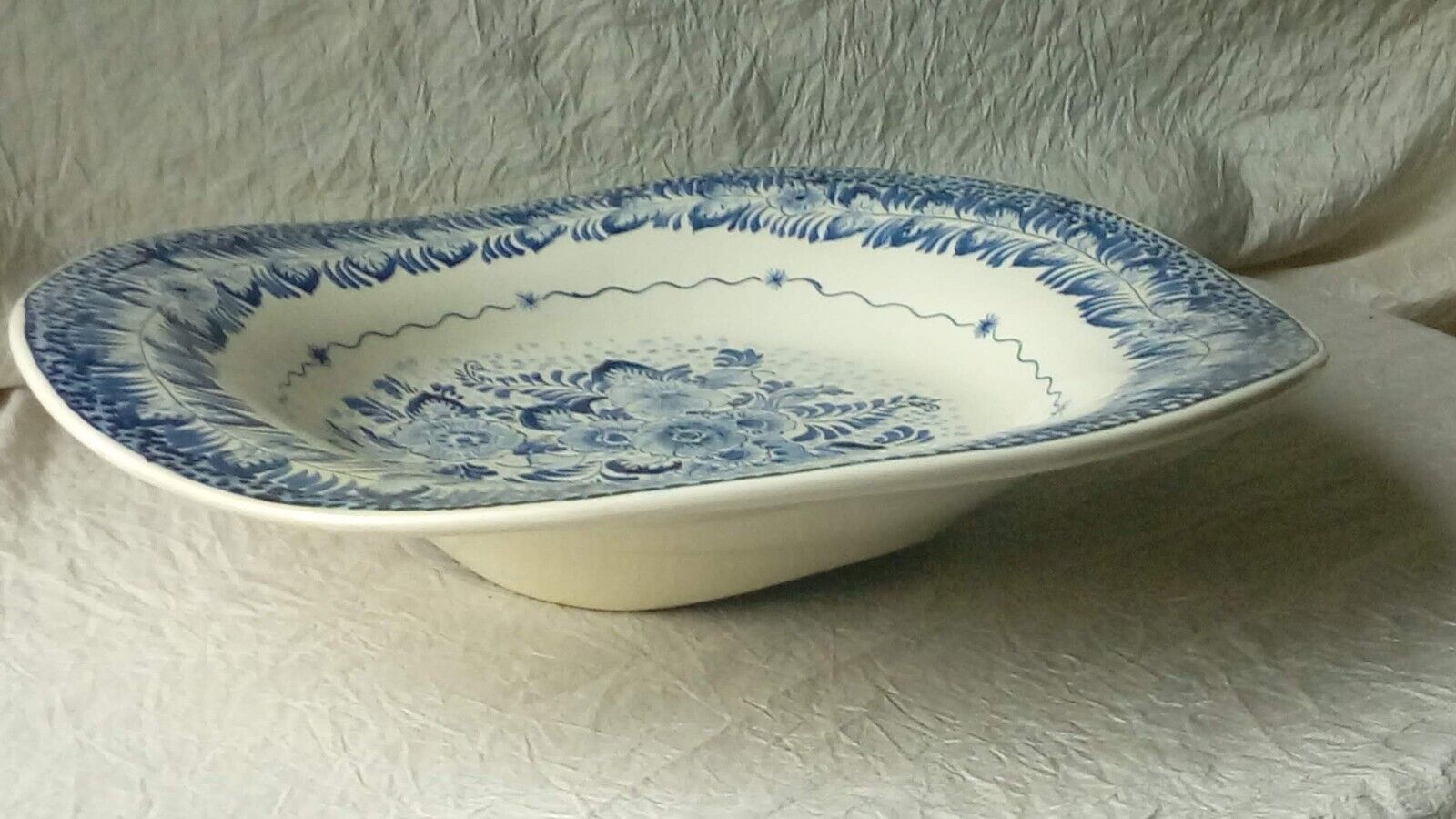 Plat en faience modele ondule de delft blauw hollande