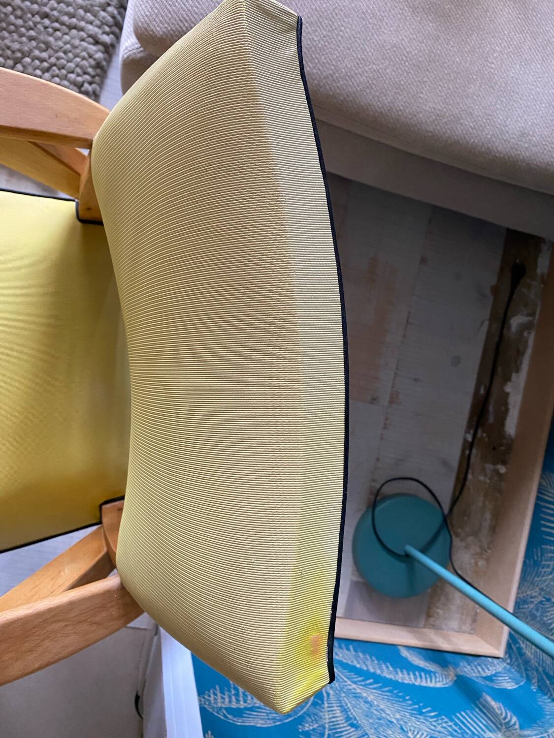 50s Yellow Skai Bridge Chair with Compass Legs