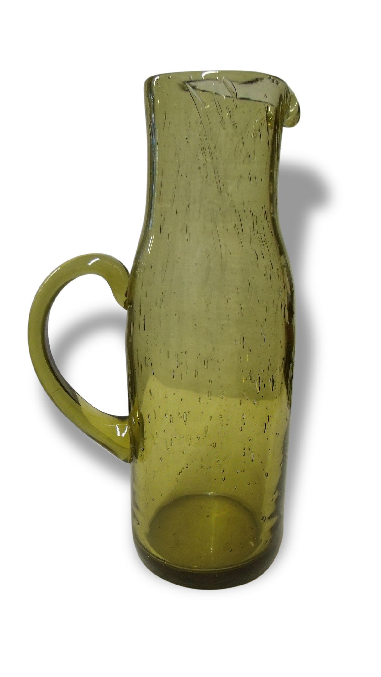Pitcher jug vase in green glass bubble