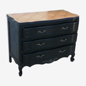 Chest of drawers Louis xv style black raw wood tray