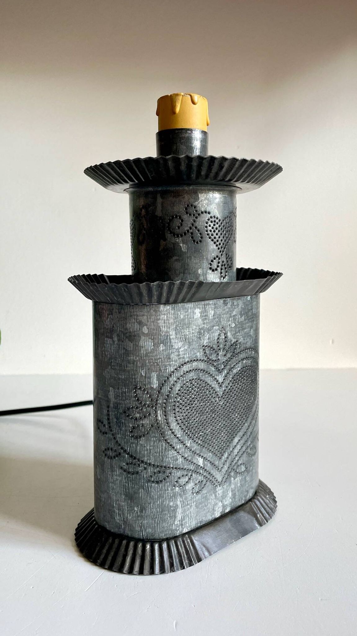 LAMPE Coeur ZINC Vintage