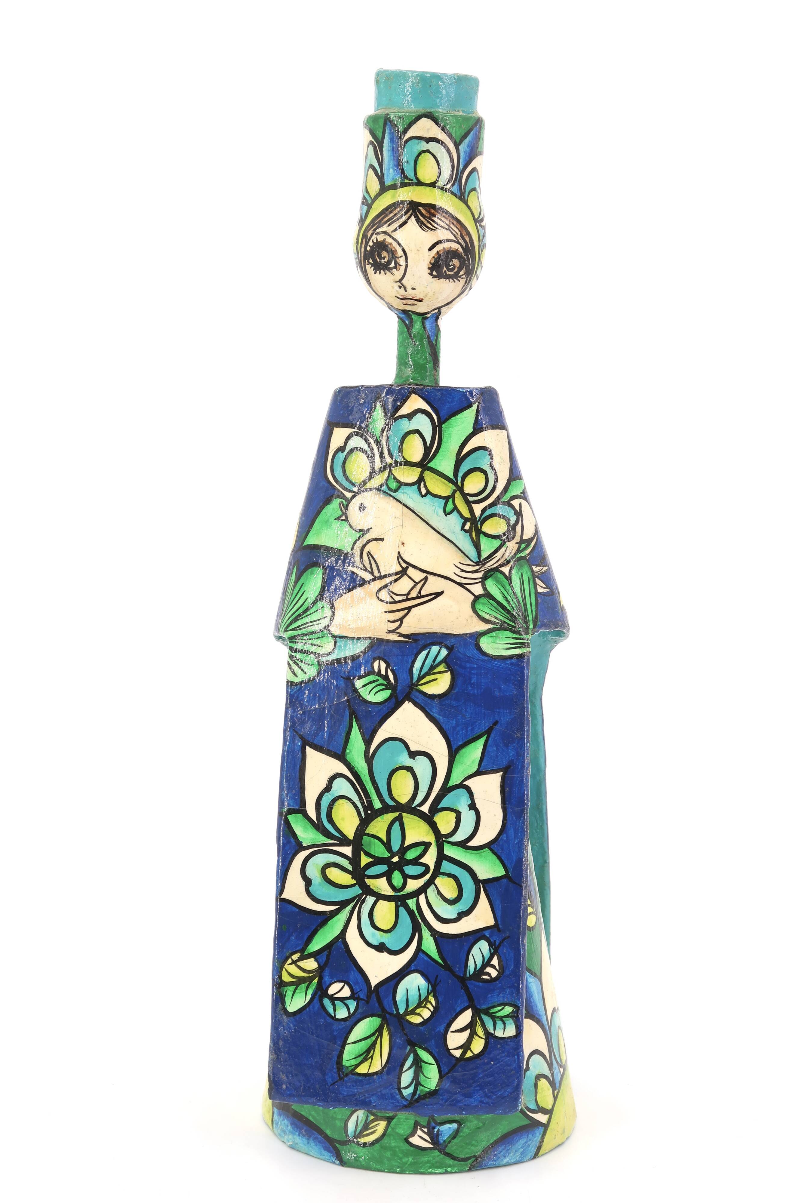 Mexican papier-mâché candle holder by Abelardo Ruiz, 1970s