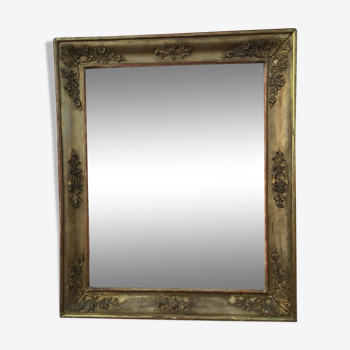 Miroir ancien en bois doré - 57 x 57 cm