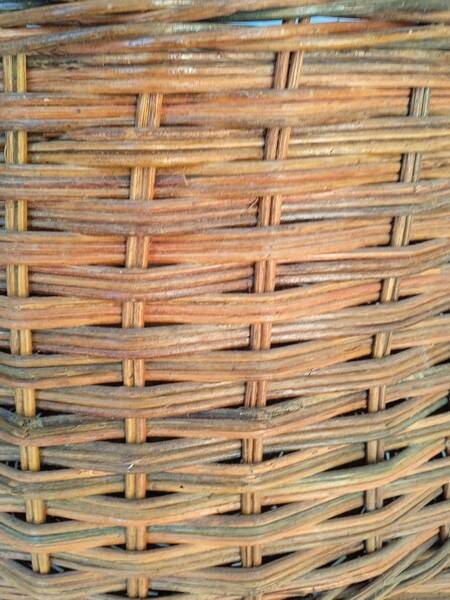 Cache pot 43 cm panier rotin vintage ep 1960