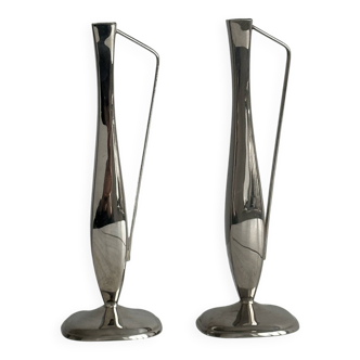 Pair of small stainless steel soliflores