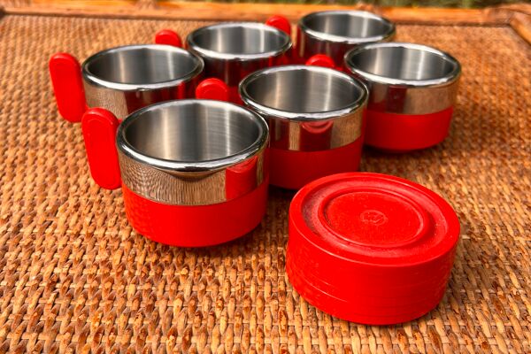 6 tasses et sous-tasses rouge Morinos, italie
