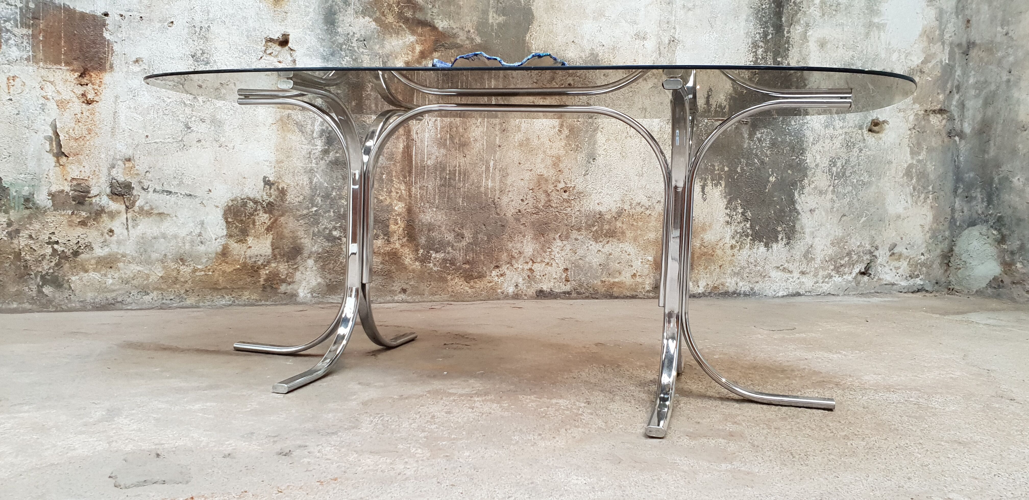 Table ovale en verre vintage