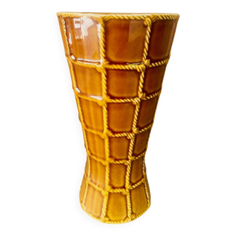 St Clement glazed ceramic vase with a rope effect