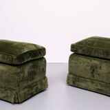 Pair Green Velvet stools 1970s France