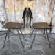 Pair of tublac chairs compass legs chrome metal formica wood vintage #a241
