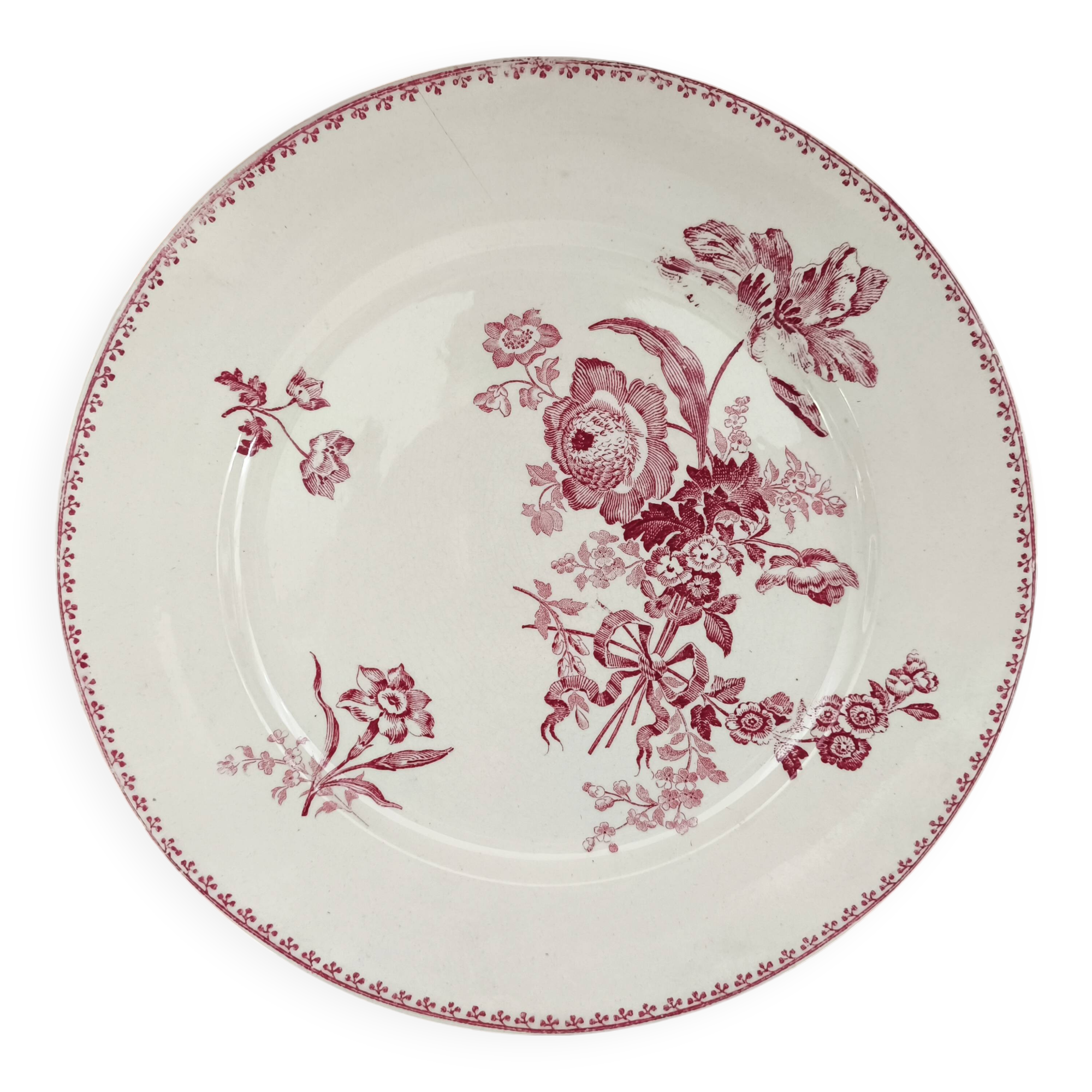 Art Nouveau flat plate, late 19th century, U&C Sarreguemines Digoin, Fontange model