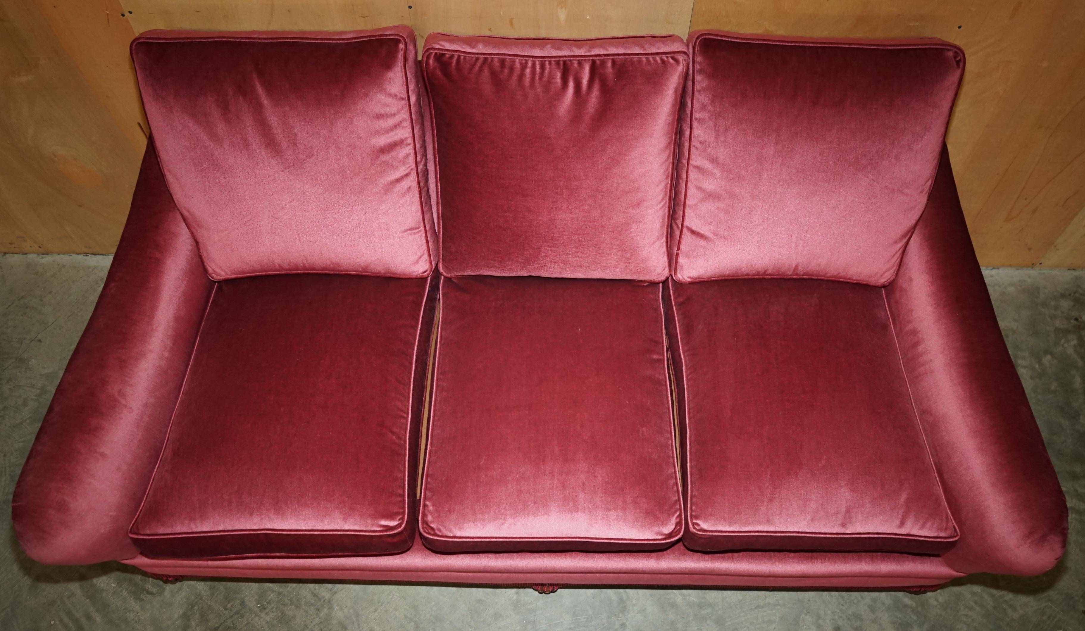 Sofa set and a pair of Victorian velvet armchairs.