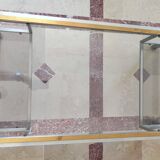 Guy lefèvre for maison jansen coffee table in brushed steel and brass 1970