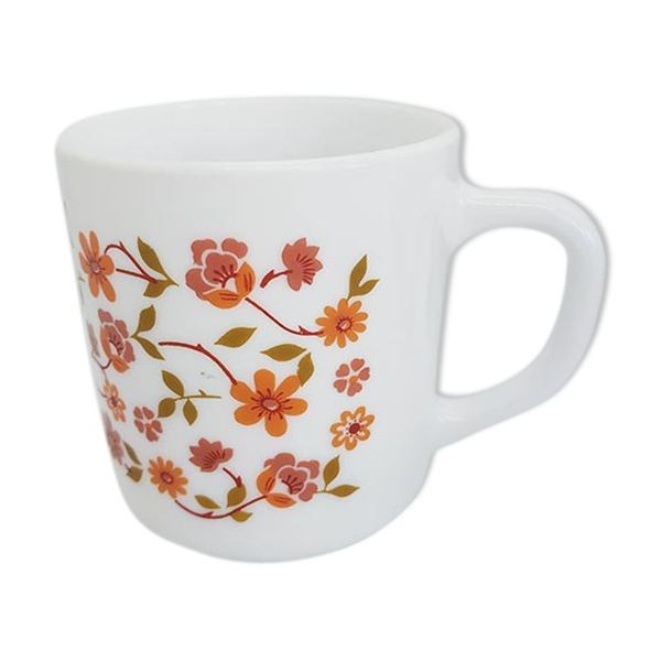 Mug vintage fleurs orange