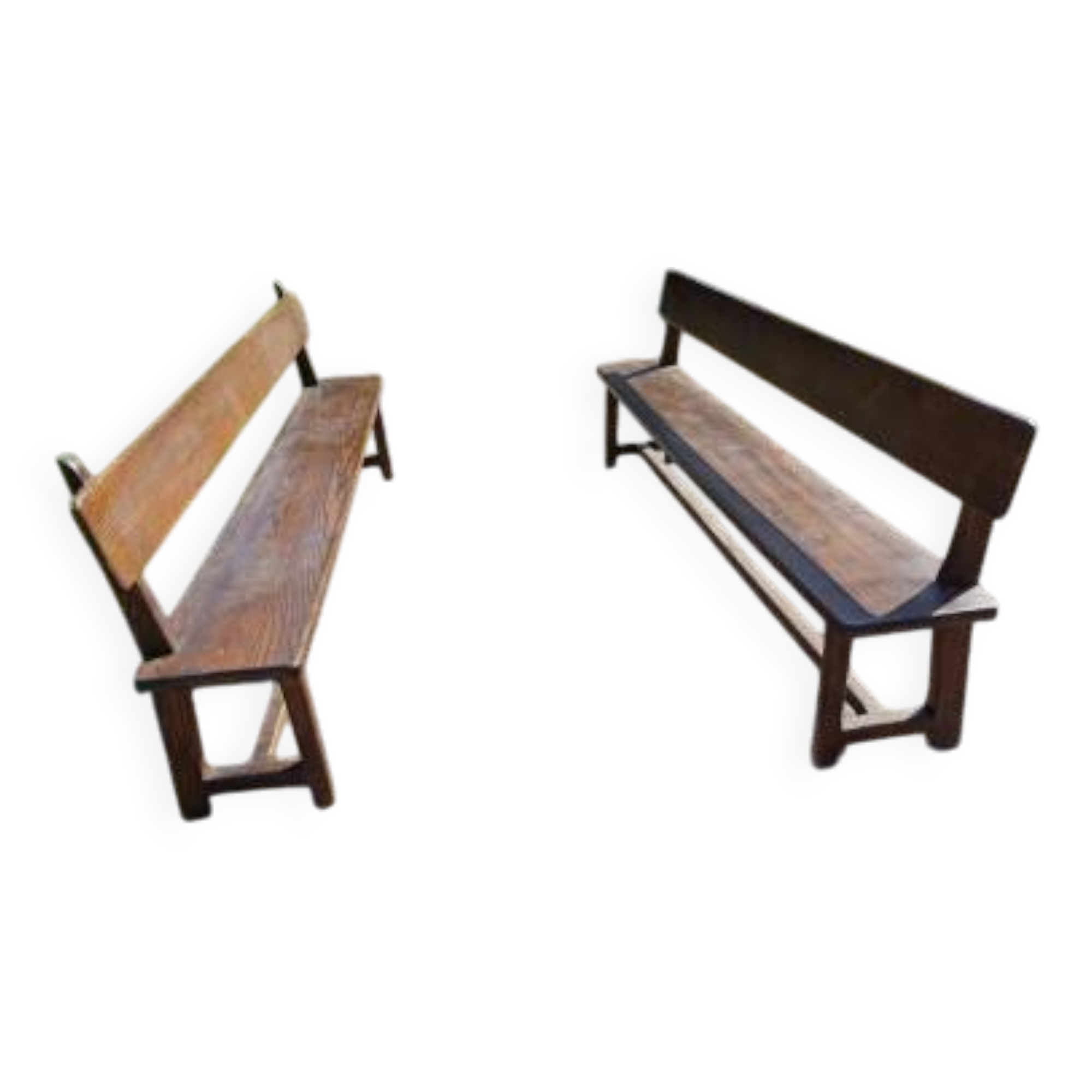 Pair of solid oak benches