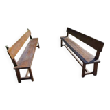 Pair of solid oak benches