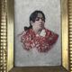 Old Table XIX Portrait of a Woman in Traditional Costume - Signed Célest