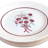 1900s 5 flat plates Badonviller Fenal decor Francine