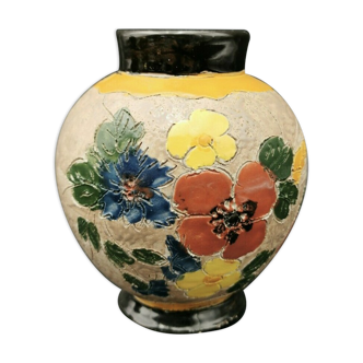 Vase ball signed J. Massier Jérome Vallauris vintage floral decoration