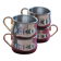 Stainless steel mugs x4, golden handle, vintage Italian craftsmanship.