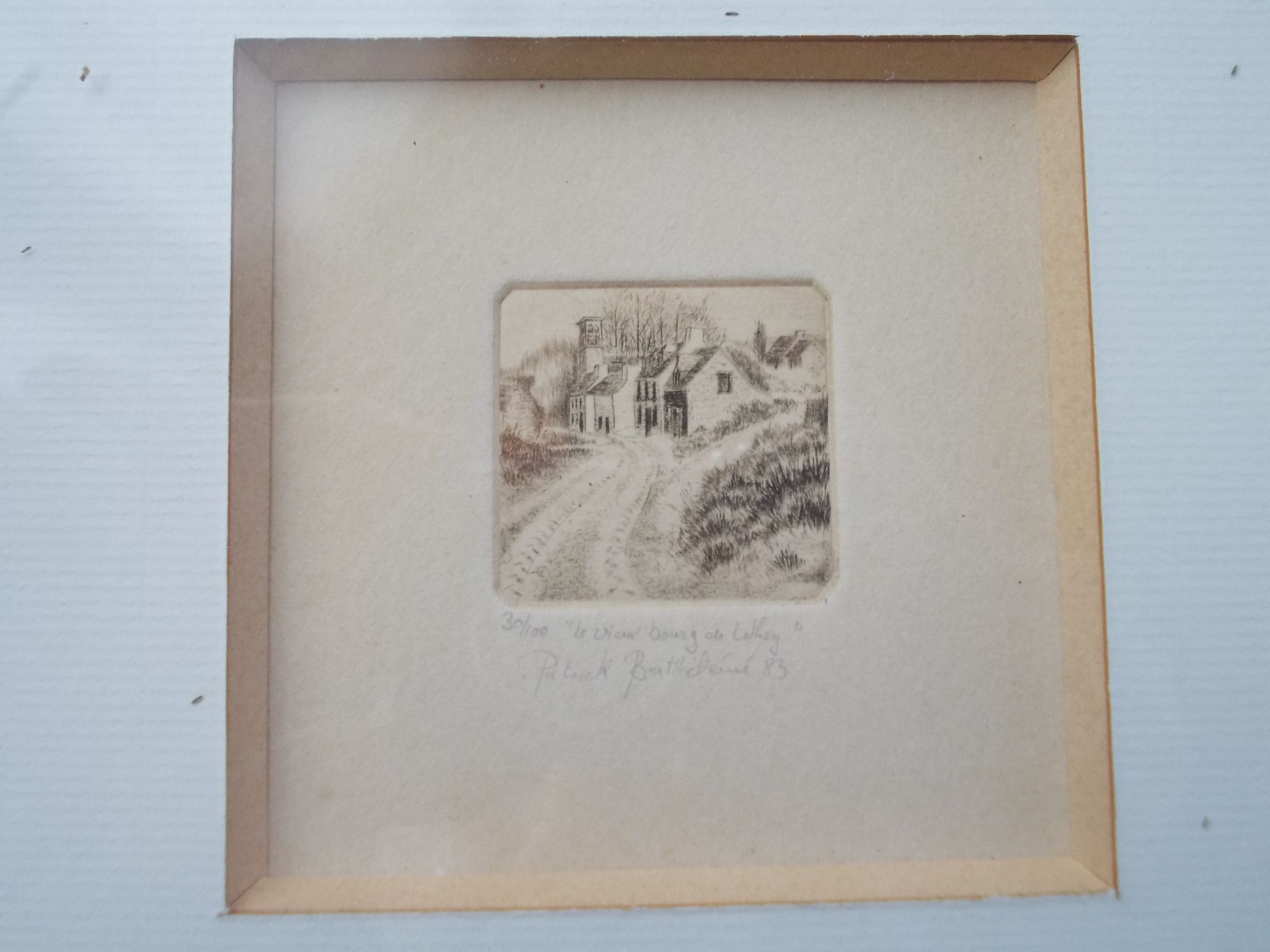 Miniature etching, bertheleme 1983: old village of lothay finistère bretagne 29 signed numbered