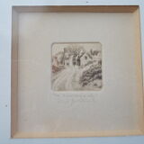 Miniature etching, bertheleme 1983: old village of lothay finistère bretagne 29 signed numbered