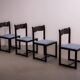 Italian beech and boucle dining chairs