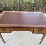 Louis XVI desk in solid wood and burgundy leather