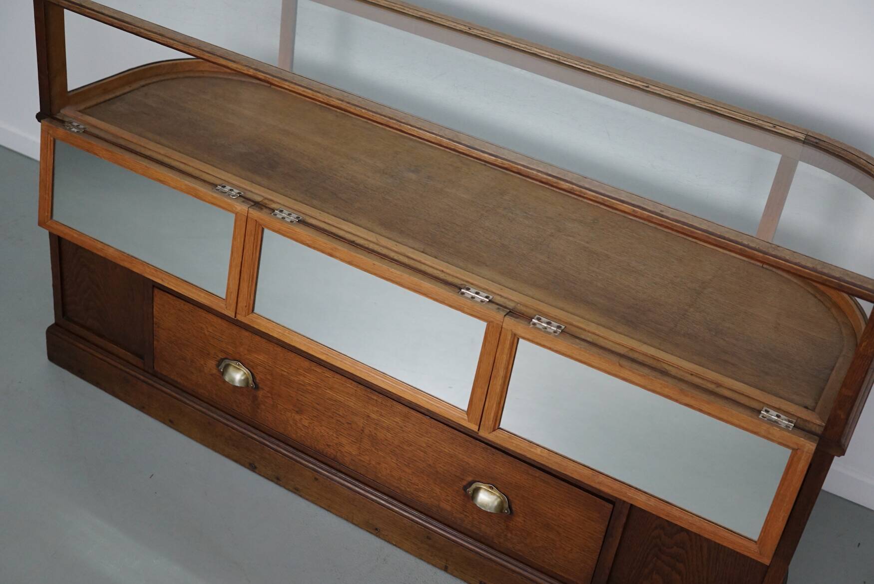 Antique Oak Jewellery Cabinet or Shop Counter, Early 20th Century