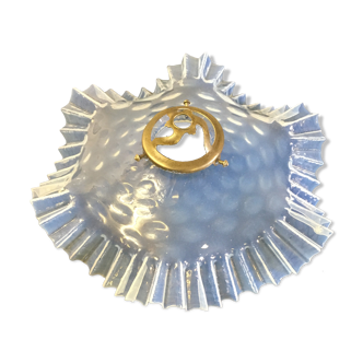 Abat-jour opaline liseré plissé irisé années 50