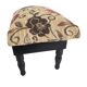 Foot Rest Stool Upholstered Floral Velvet Fabric With Drawer Vintage Deco