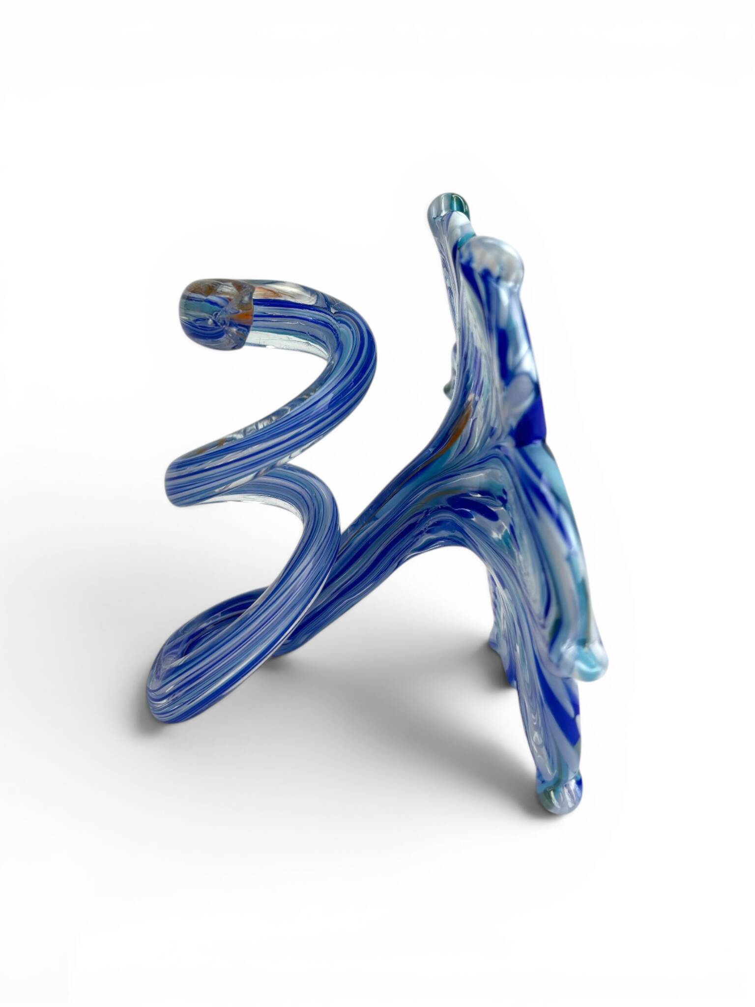 pair of flower candle holders made of glass handcrafted in Italy