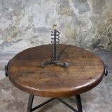 Brutalist wrought iron spring lamp base