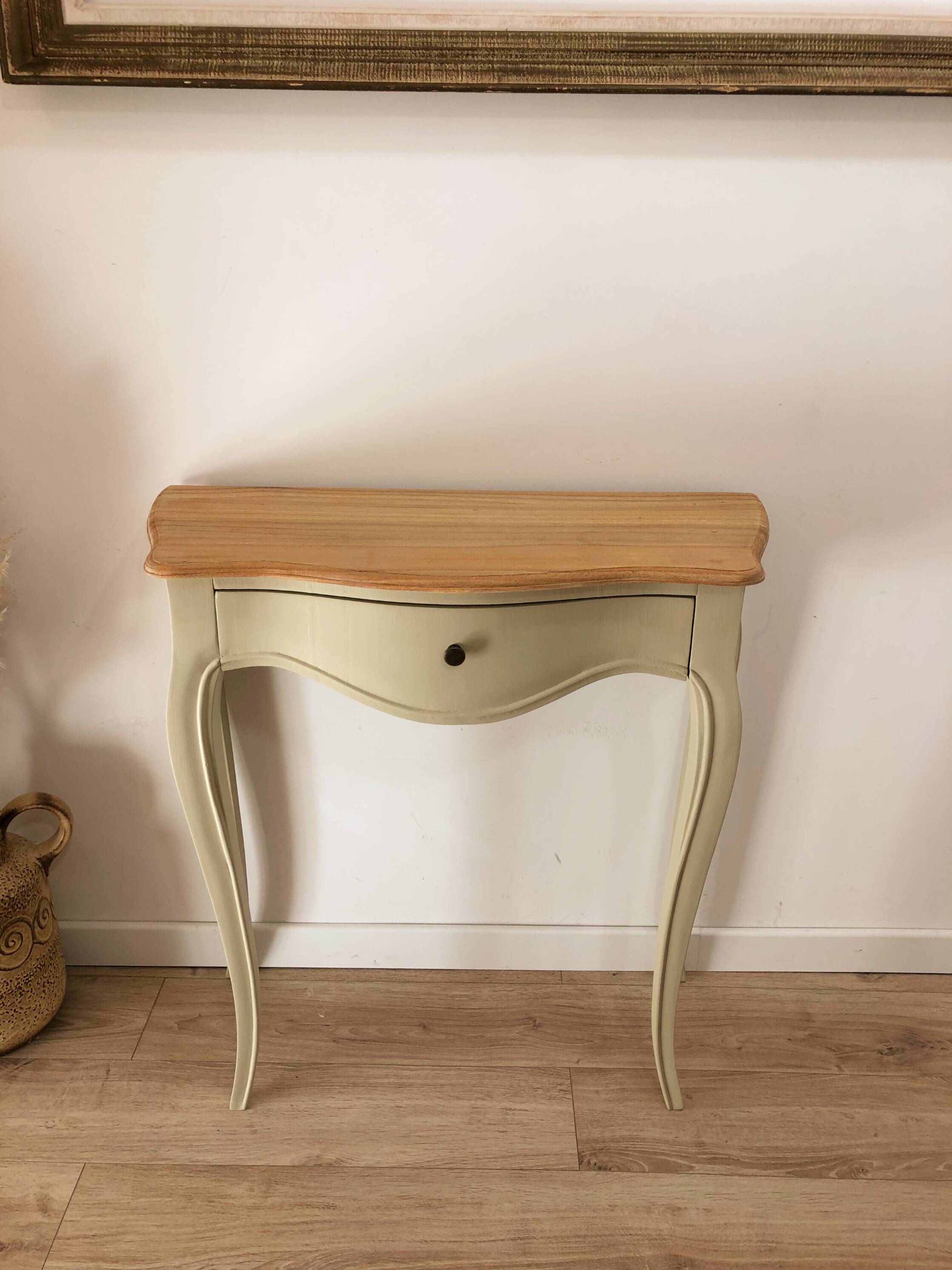Console en bois massif, crème d'artichaut