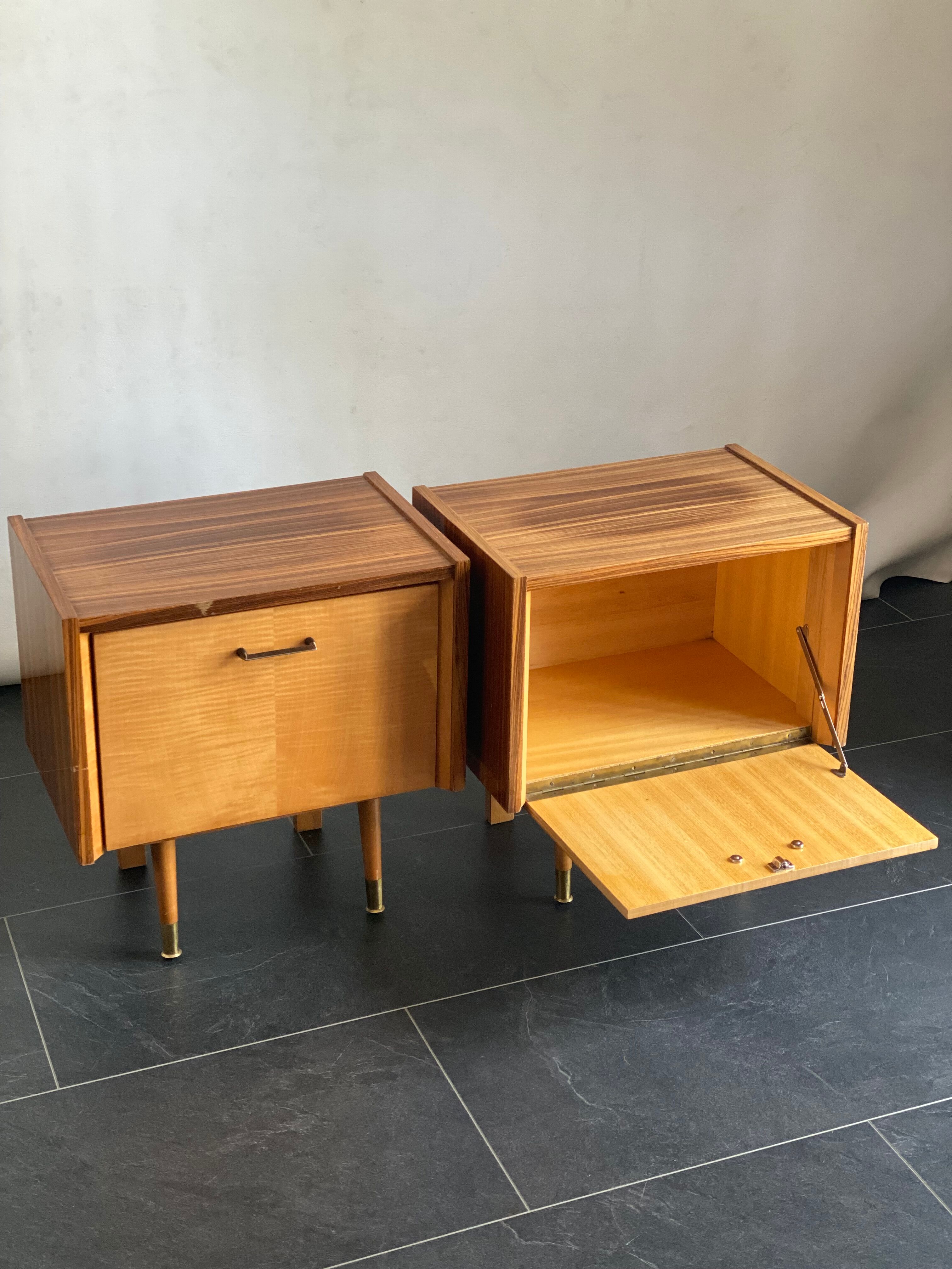 Pair of vintage laminate bed side tables