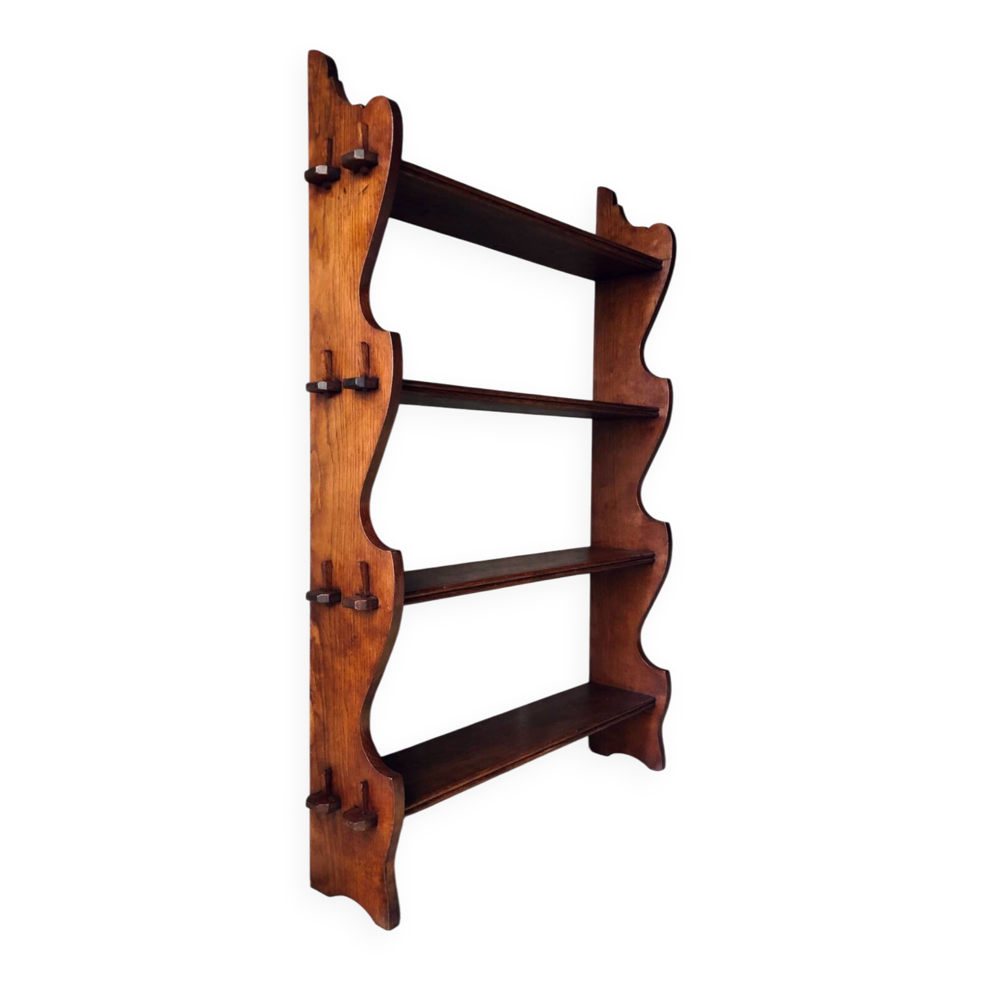 Brutalist shelf with dowels in solid oak