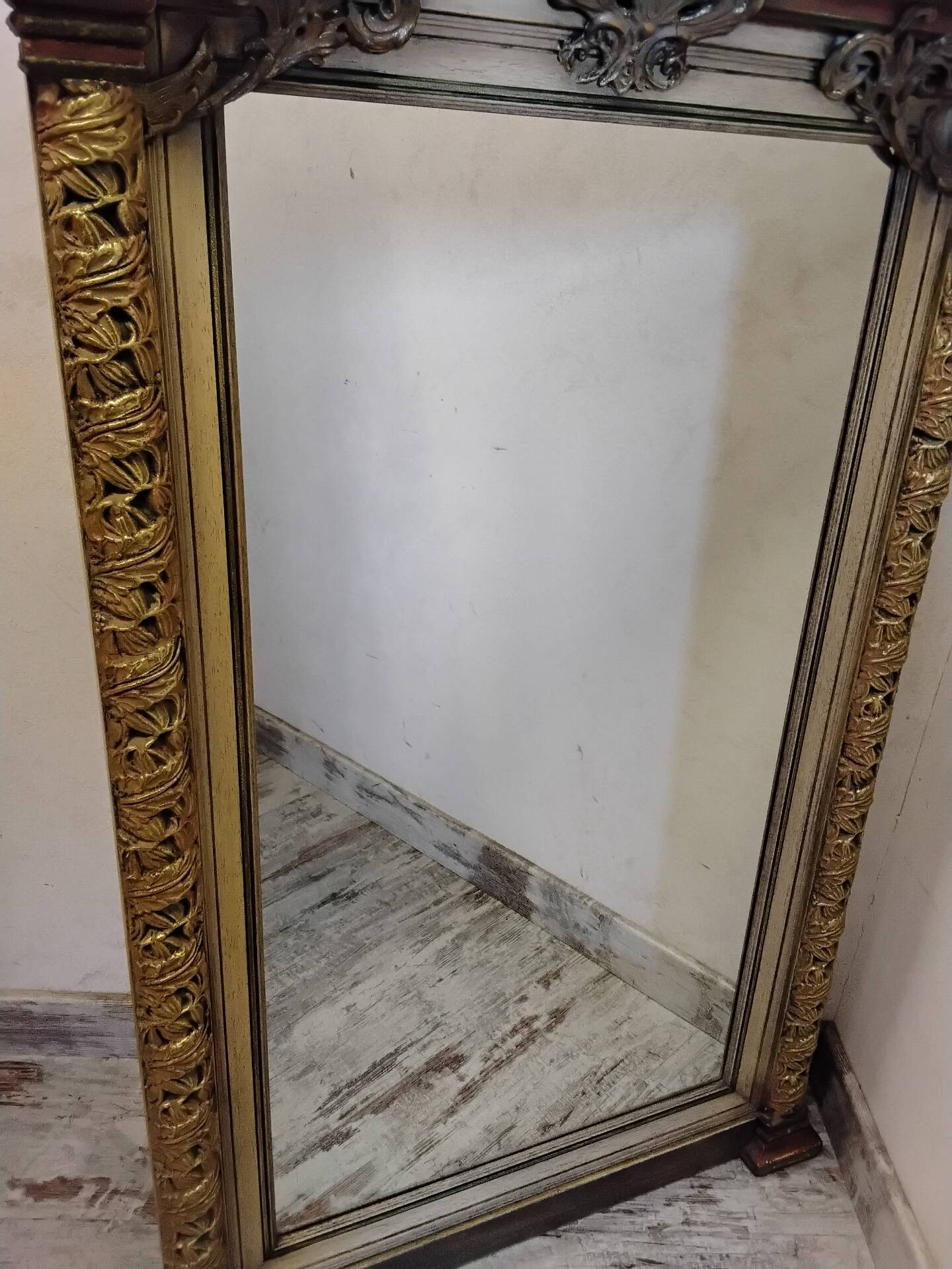 Large antique wooden mirror