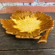 Old orfinox pocket video ceramic leaf shape vintage barbotine #