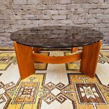 Coffee table in glass and bentwood 1970