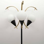 Stilnovo Mid-Century Modern Italian Brass and Opaline Glass Floor Lamp, 50