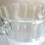 Champagne bucket, Art Deco style and period, thick, molded, frosted crystal