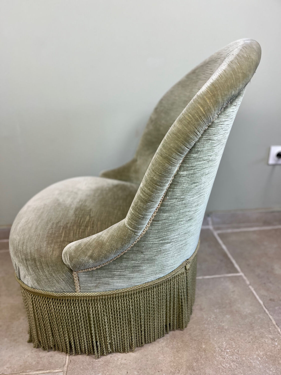 Fauteuil crapaud en velours vert