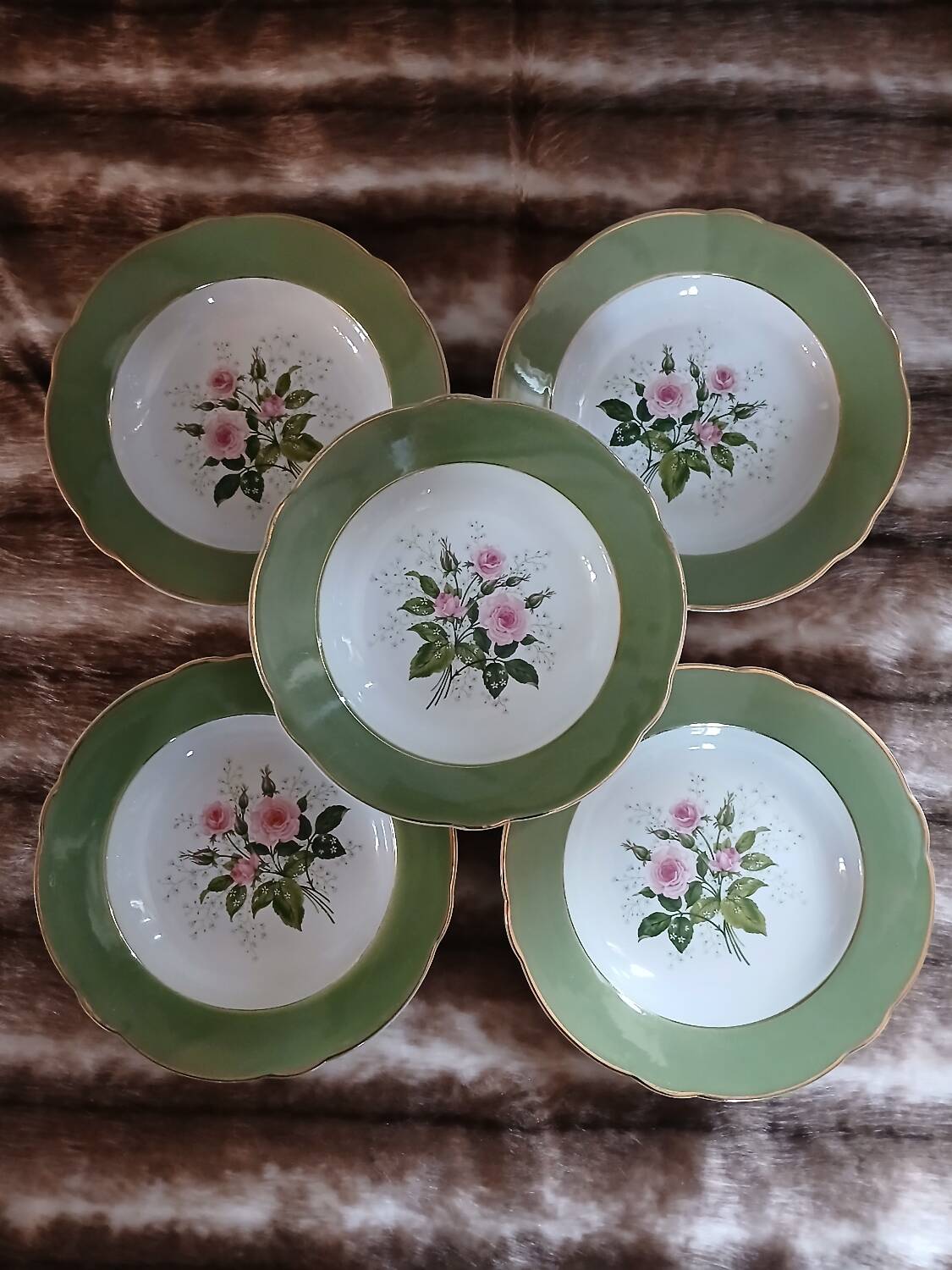 5 assiettes creuses anciennes Lunéville K&G 