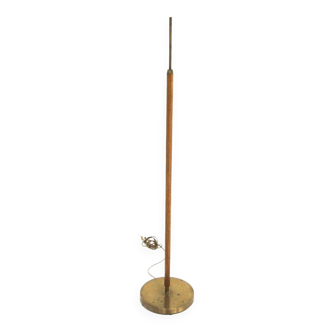 Scandinavian floor lamp in oak and metal, Sweden, 1950