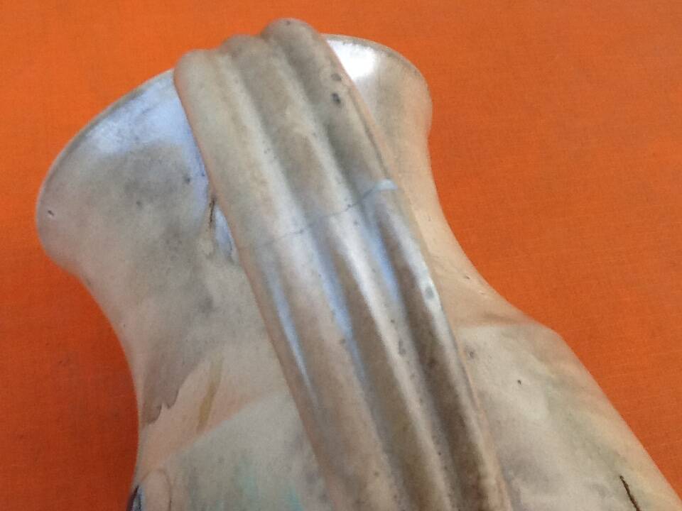 1960s Glazed terracotta pitcher with floral decoration