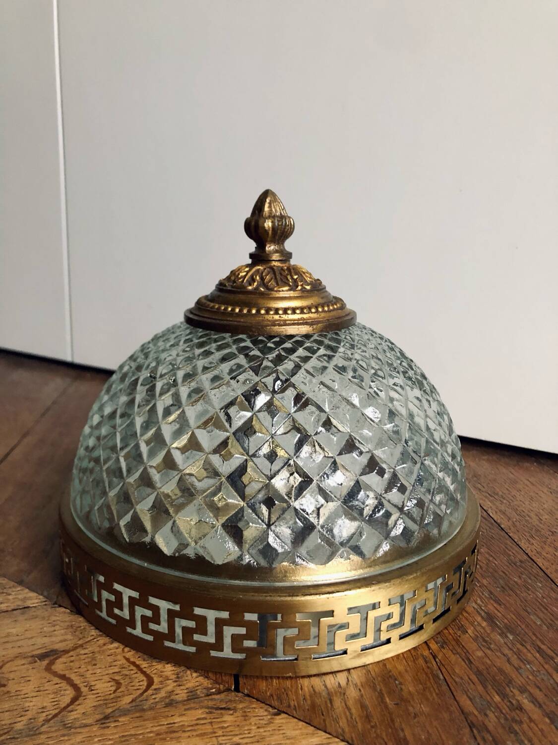 Antique glass and bronze ceiling light by Maison L.GAU