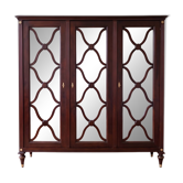 Large antique mahogany wardrobe with 3 mirror doors from the early 20th century.