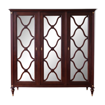 Grande armoire ancienne en acajou 3 portes miroirs début XXe