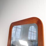 Mid-century modern sculptural wall mirror, teak, crystal glass, Glas & Trä, 1960s